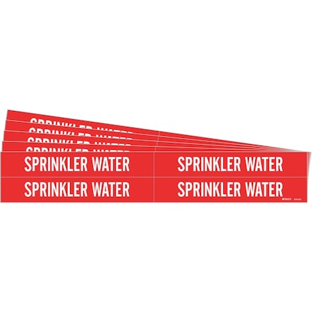 Brady SPRINKLER WATER Pipe Marker Style 4 Polyester White on Red 4 per Card, 5 PK 106165-PK